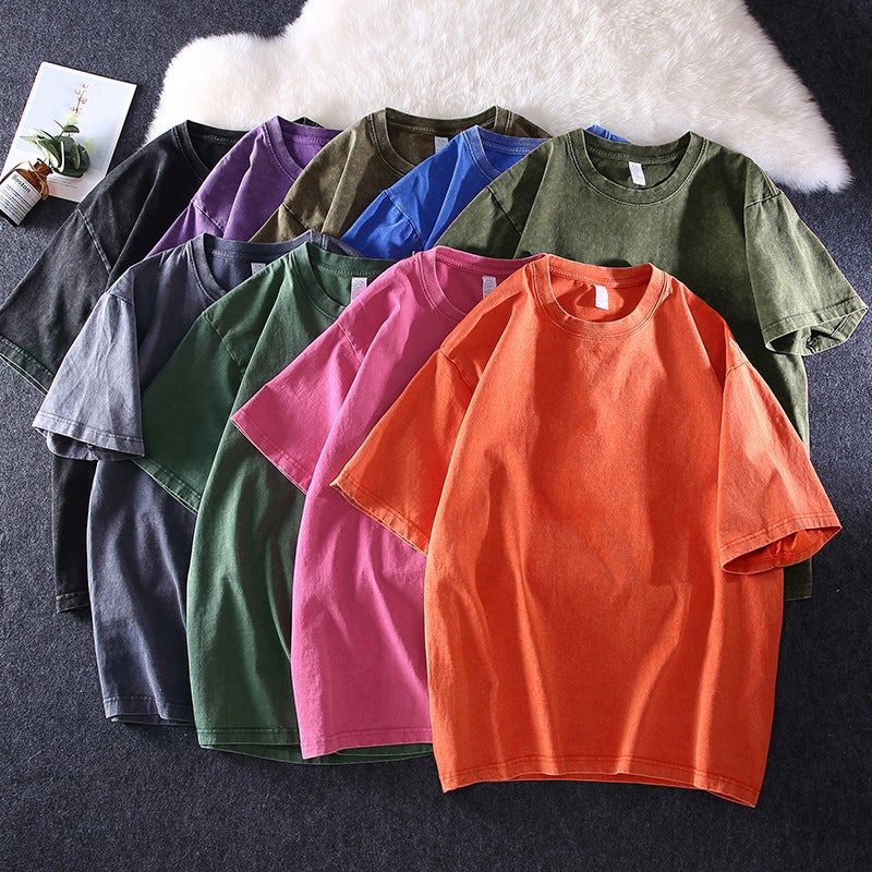 260G Heavyweight Washed Cotton Relaxed Fit Drop Shoulder T-Shirt - Image 4