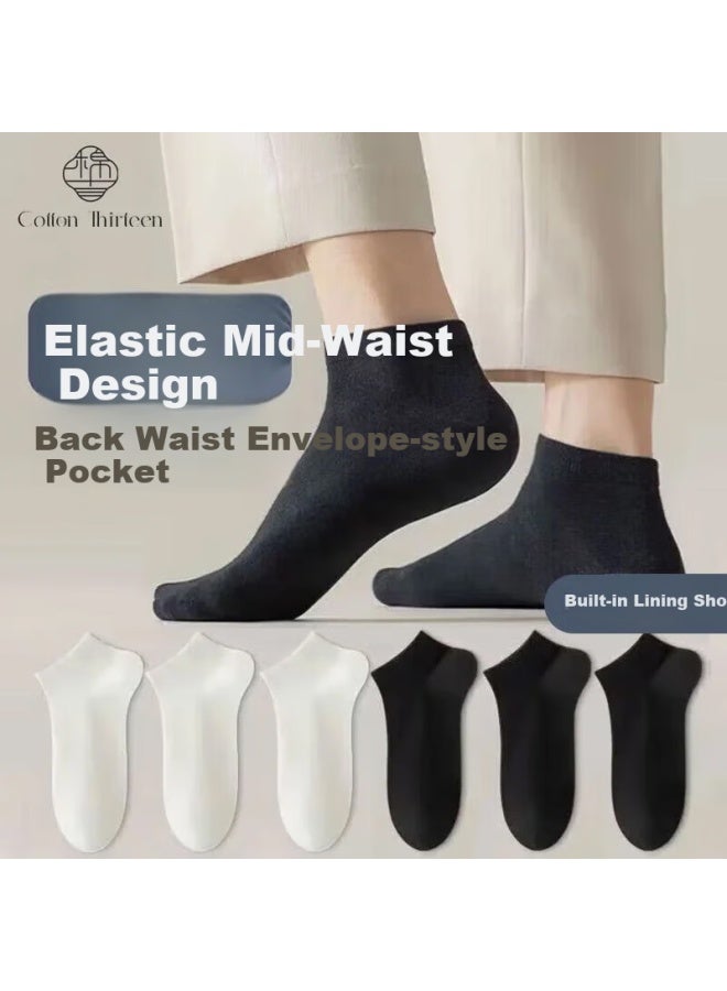 Cotton Thirteen Mianshisan Men's Socks, Summer Thin Style, [c Bed Cotton, Antibacterial, Odor-resistant, Low-cut], Boat Socks, Breathable Ankle Socks, 10 Pairs - Image 1