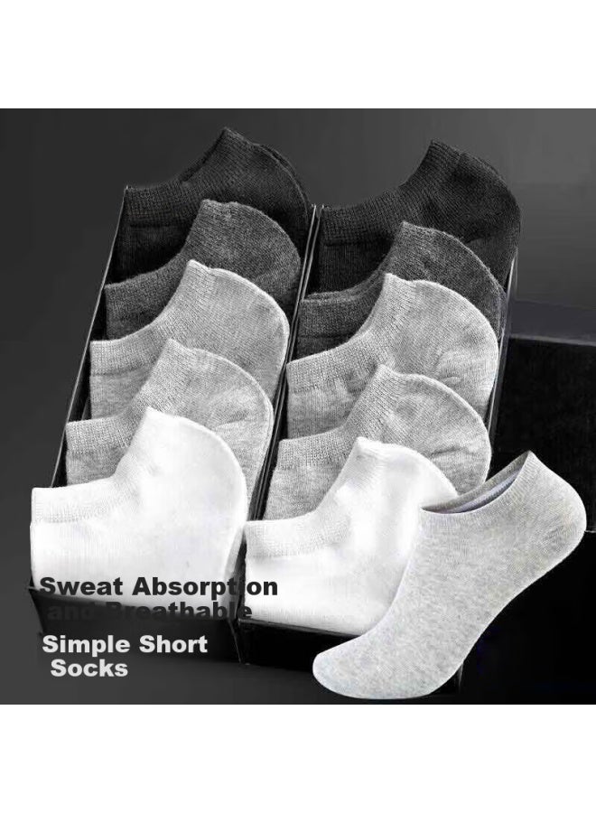 Cotton Thirteen Mianshisan Men's Socks, Summer Thin Style, [c Bed Cotton, Antibacterial, Odor-resistant, Low-cut], Boat Socks, Breathable Ankle Socks, 10 Pairs - Image 2