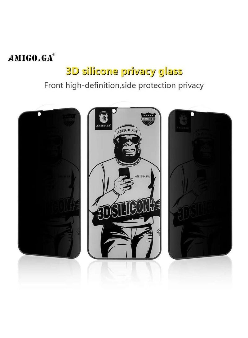 AMIGO.GA Iphone 12 Pro Max Privacy 3D Silicon+ Glass Premium Screen Protector Full Stick Anti Dust Waterproof - Image 1