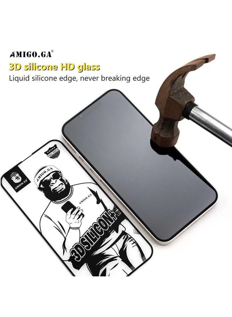 AMIGO.GA Iphone 12 Pro Max Privacy 3D Silicon+ Glass Premium Screen Protector Full Stick Anti Dust Waterproof - Image 2