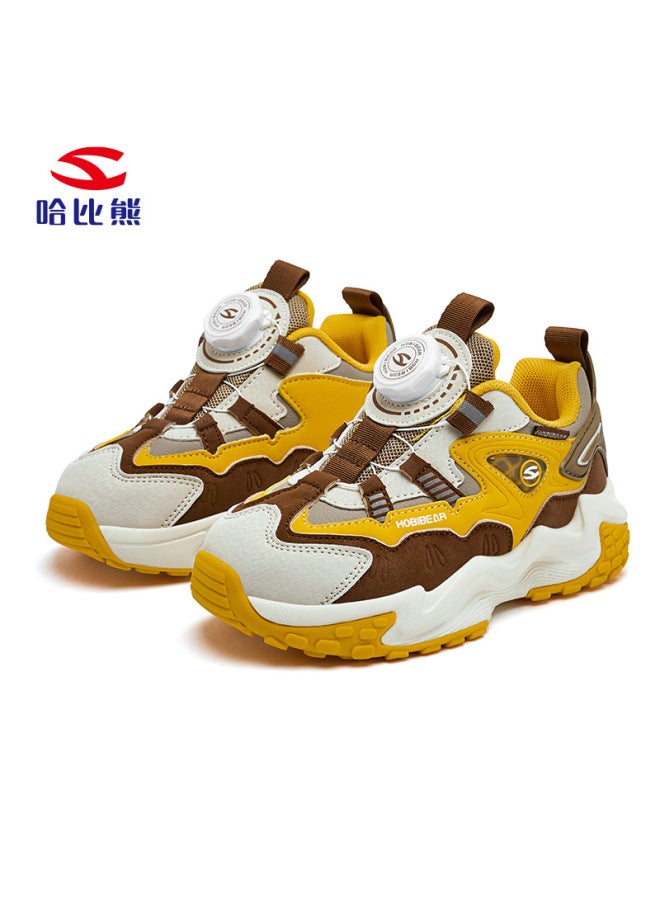 Habib Bear Leather Autumn Boys' Sneaker Rotating Button Shoes Leather Girls Torre Shoes A Generation Of Hair