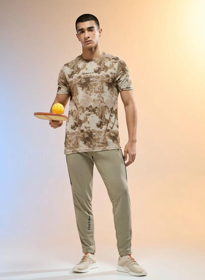تكنوسبورت Technosport Men Contrast Side Panel Slim Fit Track Pants