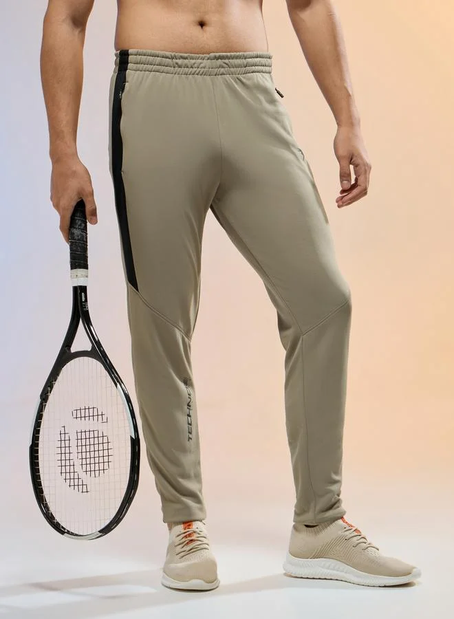 تكنوسبورت Technosport Men Contrast Side Panel Slim Fit Track Pants