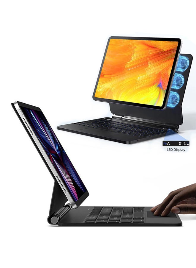 REMAX Magnetic Keyboard for iPad Pro 11 (1st/2nd/3rd/4th Generation) and iPad Air (M2/M3) 11-inch, Compatible with iPad Air 10.9-inch (4th/5th Generation) Keyboard Case with Magnetic Back Cover and Smart Trackpad, Backlit Keyboard, and Smart Battery Display - Image 1