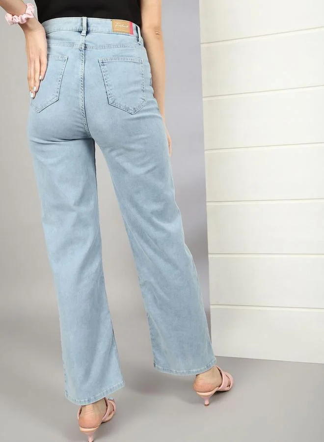 Freehand Freehand Women Blue Wide Leg Faded Jeans