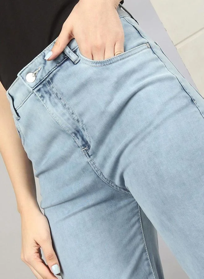 Freehand Freehand Women Blue Wide Leg Faded Jeans