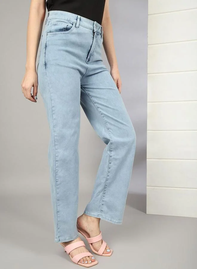 Freehand Freehand Women Blue Wide Leg Faded Jeans