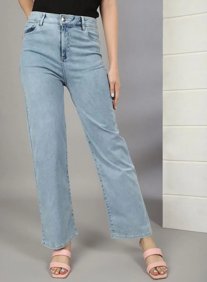 Freehand Freehand Women Blue Wide Leg Faded Jeans