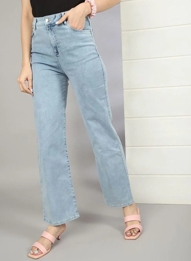 Freehand Freehand Women Blue Wide Leg Faded Jeans