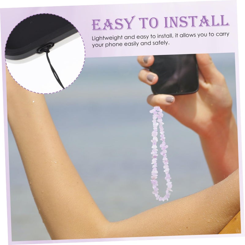 Crystal Phone Lanyard Wrist Chain Holder Bangle Charm Band Purple 20X0 5X0 3CM - Image 4
