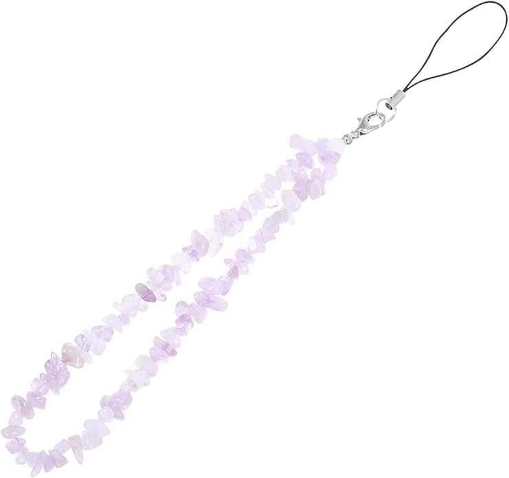 Crystal Phone Lanyard Wrist Chain Holder Bangle Charm Band Purple 20X0 5X0 3CM - Image 1