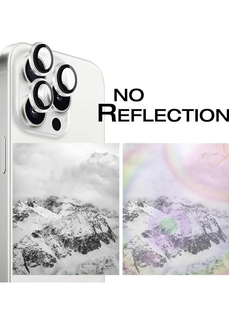 ELTRAZONE Camera Lens Protector for iPhone 15 Pro and 15 Pro Max Tempered Glass Aluminum Ring Cover, HD Clear, iPhone Camera Design Matching, Anti-Reflection, Anti-Scratch, Full Set (White Titanium) - Image 2