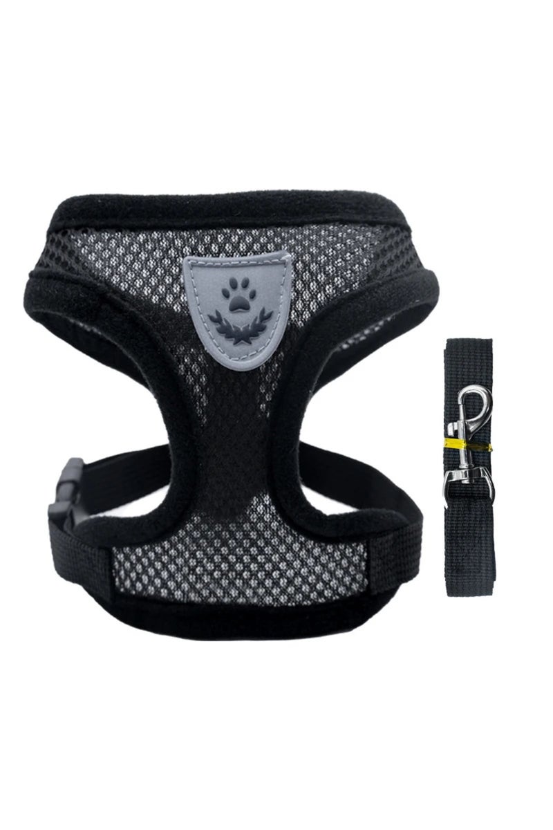 erorex M(2.5-4kg) black Cat Harness Vest Walking Lead Leash For Puppy Dogs Collar Polyester Adjustable Mesh