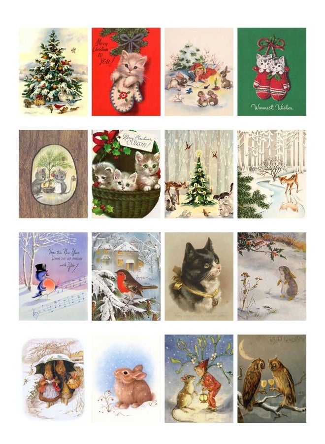 Flonz Decoupage Paper Pack (35 Sheets 6"x8") Kittens Love Christmas Vintage Styled Christmas Pictures Cards for Decoupage, Craft and Scrapbooking - Image 2