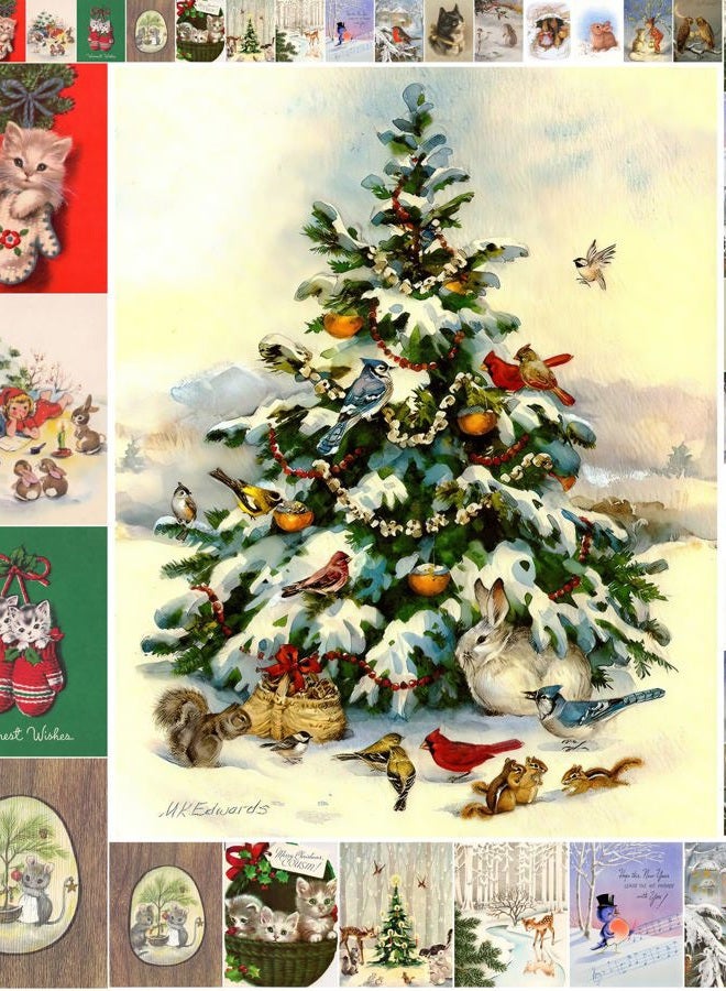 Flonz Decoupage Paper Pack (35 Sheets 6"x8") Kittens Love Christmas Vintage Styled Christmas Pictures Cards for Decoupage, Craft and Scrapbooking - Image 1