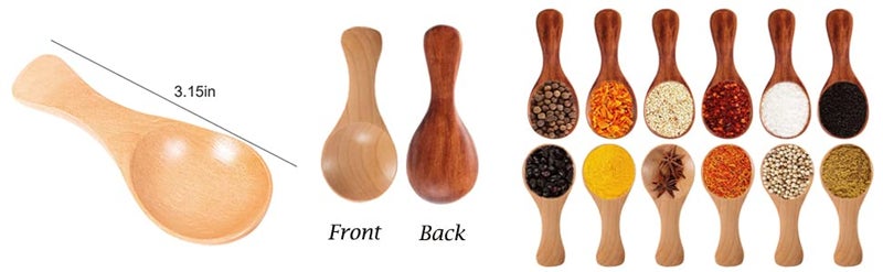 AKOAK 2 Pcs Mini Wooden Spoon with Short Handle, Perfect Small Jar of Jam, Spices, Condiments, Sugar, Honey, Tea Coffee Spoon, Kitchen Accessories (Dark brown) - Image 5