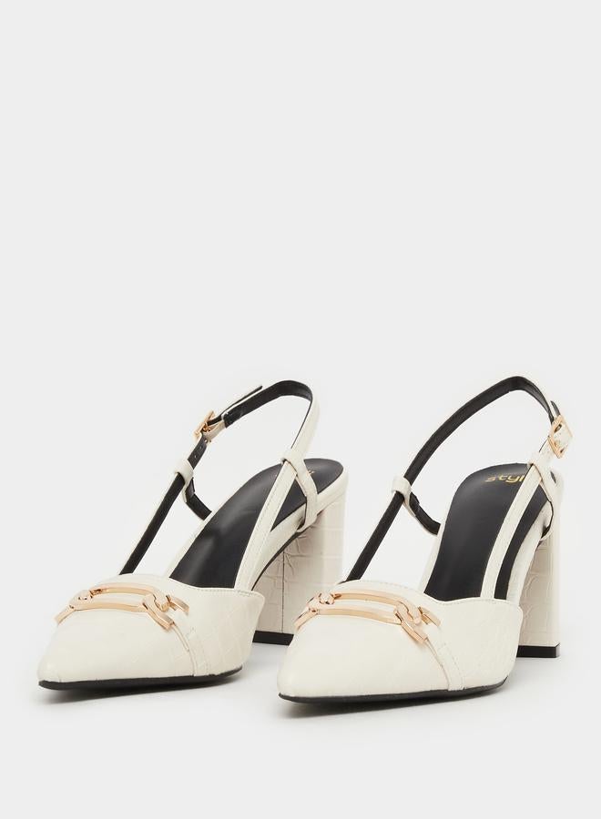 Styli Styli Croc Skin Textured Slingback Shoes  - Image 2
