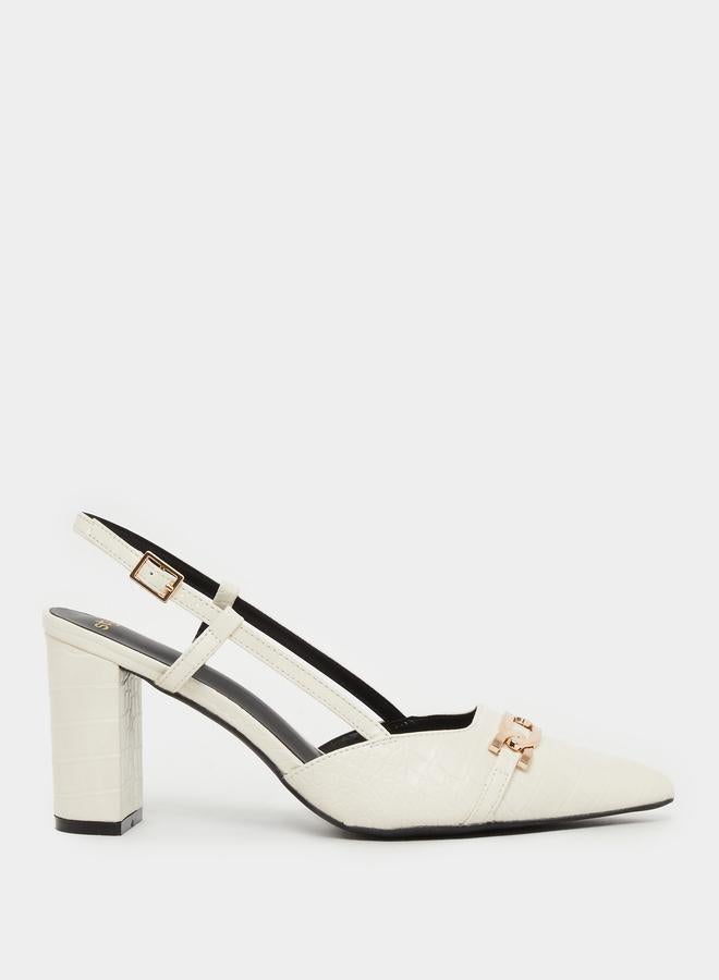 Styli Styli Croc Skin Textured Slingback Shoes  - Image 1