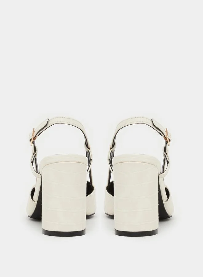 Styli Styli Croc Skin Textured Slingback Shoes