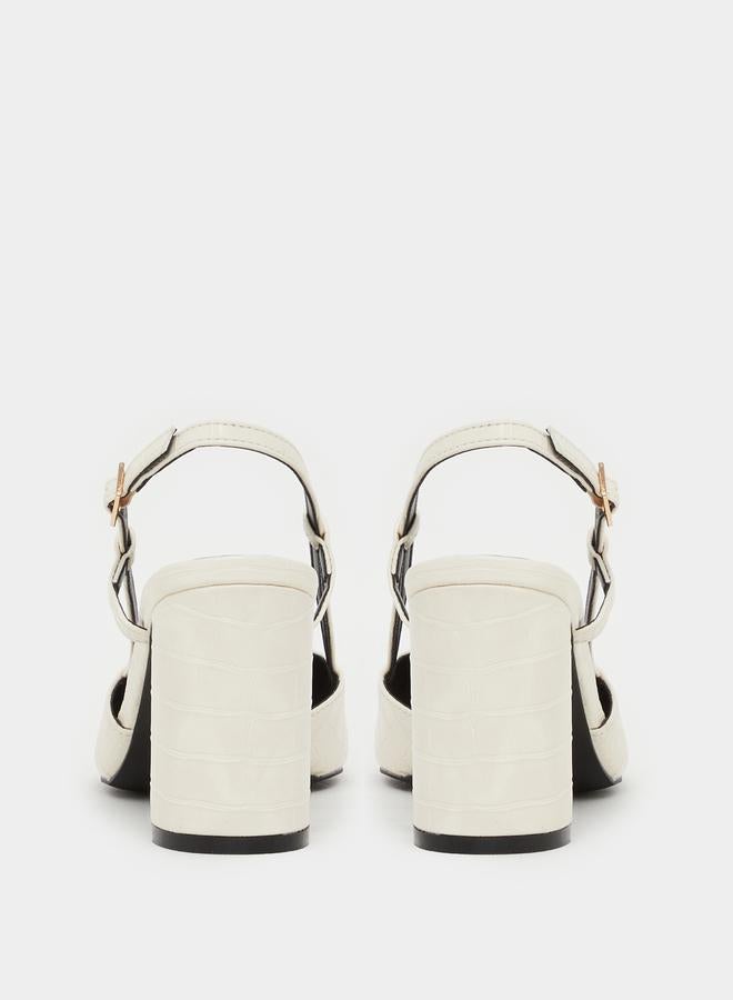 Styli Styli Croc Skin Textured Slingback Shoes  - Image 4