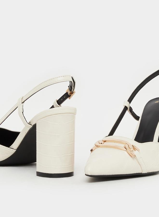 Styli Styli Croc Skin Textured Slingback Shoes  - Image 3