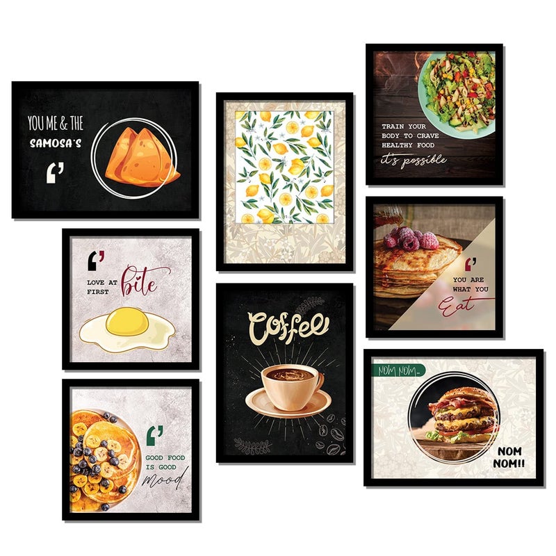 VASL Studio Restaurant Theme Painting Food Quotes Wall Posters with Frame for Cafe Hotel Food Court Wall DecorKitchen Quotes Wall Art Frames 11 x 14 inch Set of 8Multicolor Restro2 - Image 1