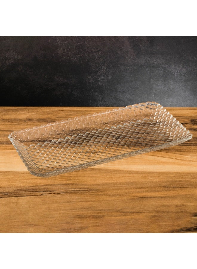 Dania Set of 3 rectangular glass serving dishes with a luxurious crystal pattern – 26 x 13 cm | Perfect for desserts, dates, and appetizers 🍓🍫🌴 - Image 2