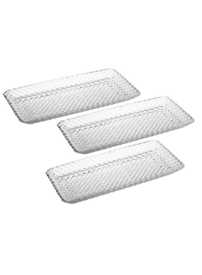 Dania Set of 3 rectangular glass serving dishes with a luxurious crystal pattern – 26 x 13 cm | Perfect for desserts, dates, and appetizers 🍓🍫🌴 - Image 4