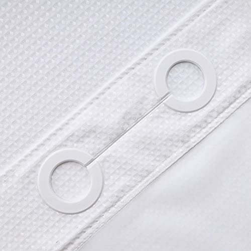 River Dream Stall Heavyweight No Hooks Required Dotted Waffle Weave Shower Curtain with Snap in Liner- 54W x 80H,Hotel Grade,Spa Like Bath Curtain,White - Image 4