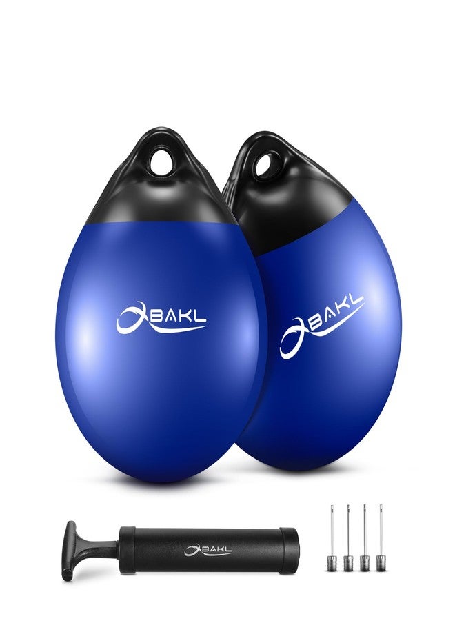 OBAKL Pair of Vinyl Boat Buoy Balls, 9.8 x 12.2 Inches Round Boat fenders Ball for Boat Mooring Buoys, Anchor Float Buoy and Mooring Fender(Blue) - Image 1