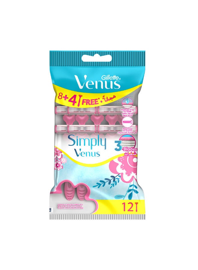 Gillette Pack Of 12 Simply Venus Razors