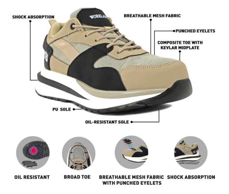 Safety Shoe: Workland Heavy-Duty Composite Toe Workwear with Kevlar Midplate & Anti-Slip Oil-Resistant Sole - Image 4