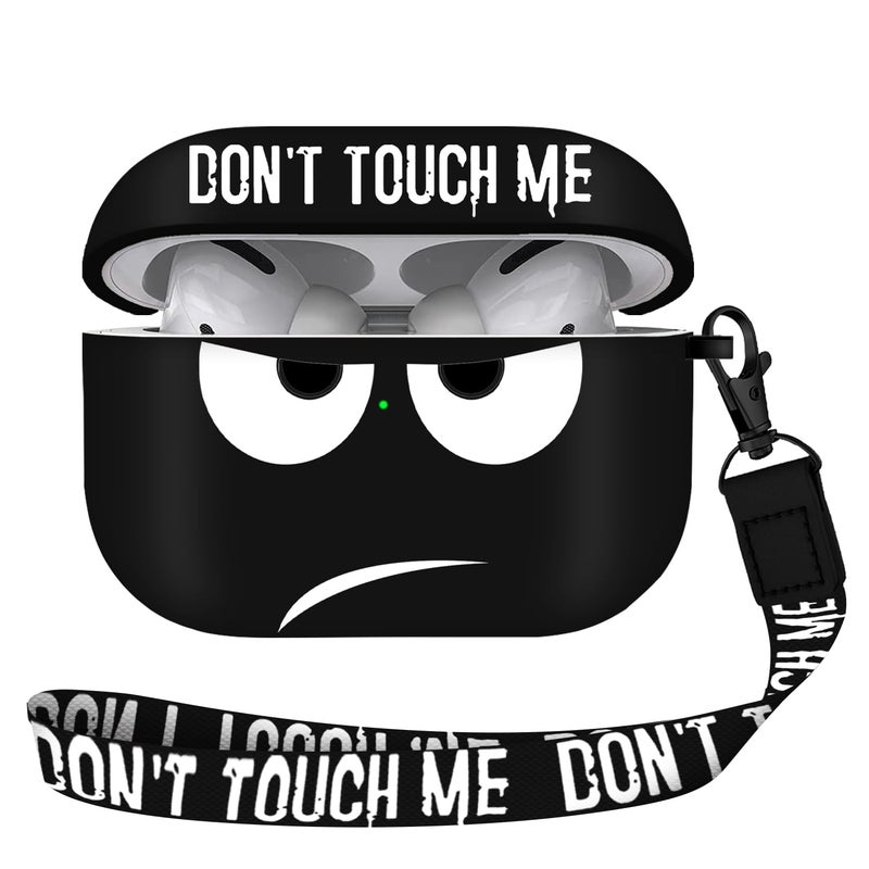 Youtec Compatible with Airpods Pro 3 Case(2025),Don't Touch Me for Airpods Pro 3rd Generation Cases Cover with Lanyard Soft Silicone Cute Shockproof Cover for Women Men,Black - Image 1