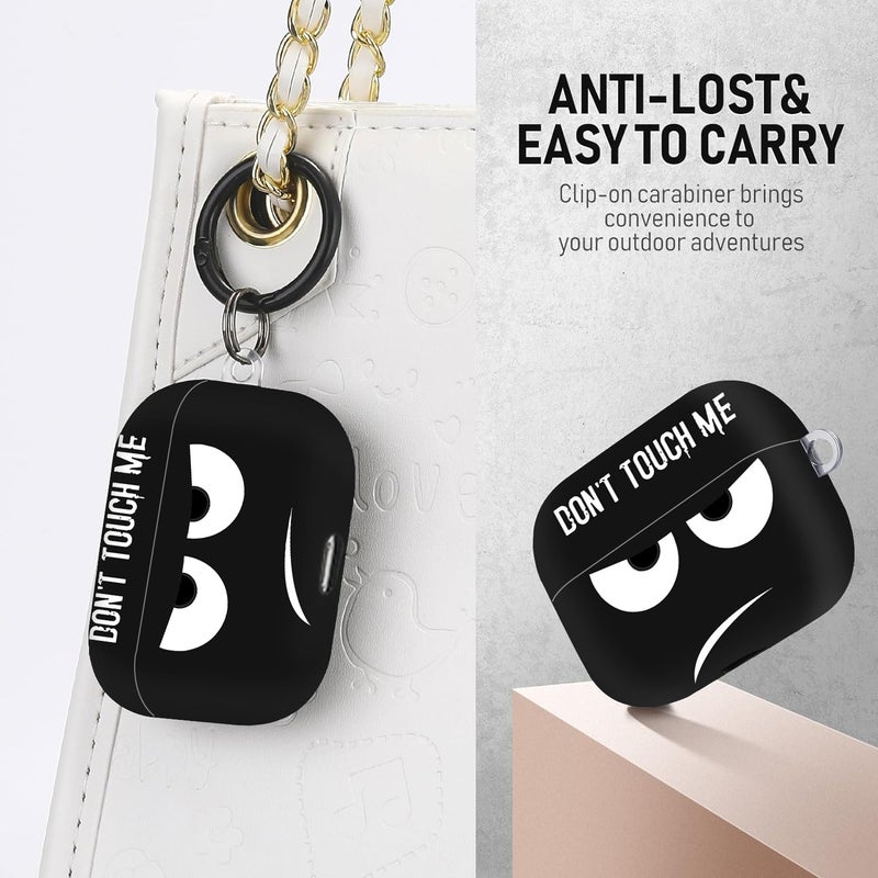 Youtec Compatible with Airpods Pro 3 Case(2025),Don't Touch Me for Airpods Pro 3rd Generation Cases Cover with Lanyard Soft Silicone Cute Shockproof Cover for Women Men,Black - Image 2