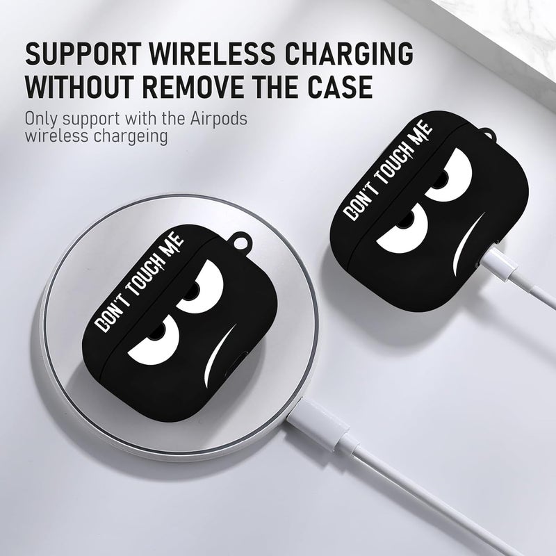 Youtec Compatible with Airpods Pro 3 Case(2025),Don't Touch Me for Airpods Pro 3rd Generation Cases Cover with Lanyard Soft Silicone Cute Shockproof Cover for Women Men,Black - Image 4