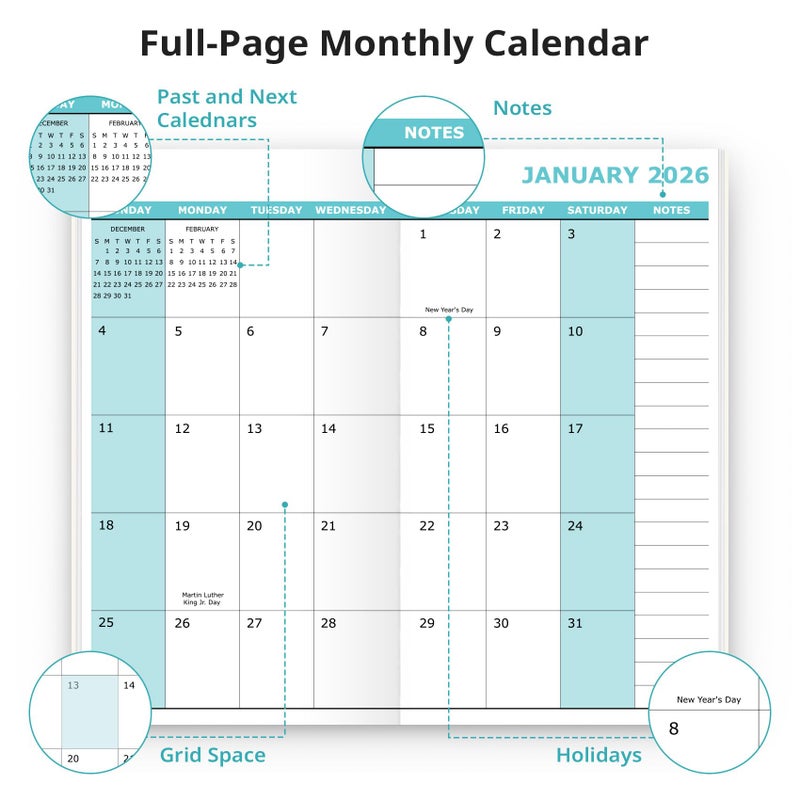 ZOTIA Pocket Calendar 2026-2027 for Purse, Two Year Monthly Planner Pocket Size 6.5" x 3.5", Jan 2026 - Dec 2027 Monthly Planner Small Calendar for School, Work and Home - Purple Blocks - Image 2