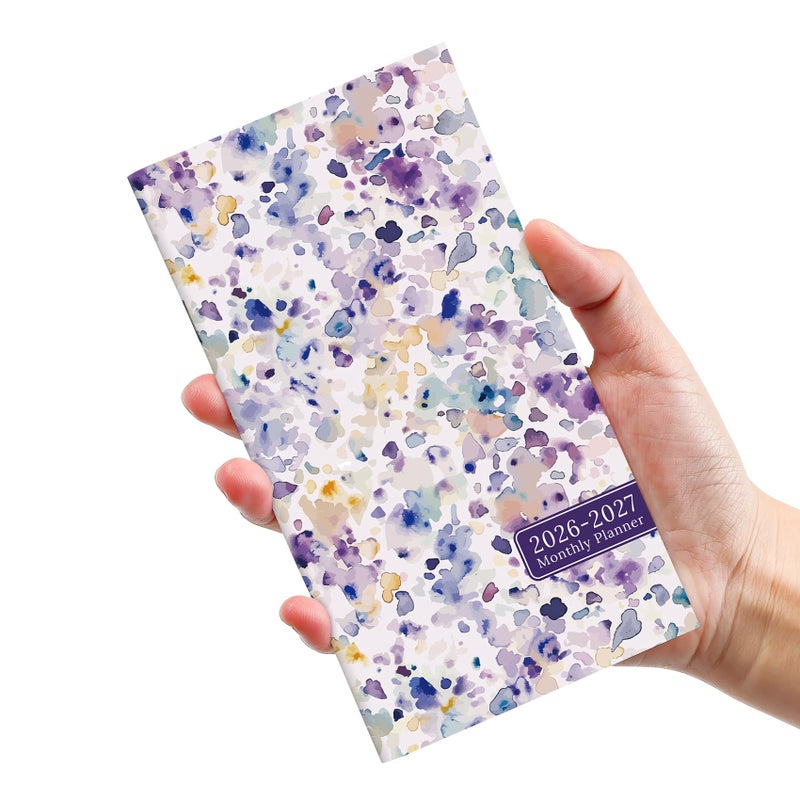ZOTIA Pocket Calendar 2026-2027 for Purse, Two Year Monthly Planner Pocket Size 6.5" x 3.5", Jan 2026 - Dec 2027 Monthly Planner Small Calendar for School, Work and Home - Purple Blocks - Image 1
