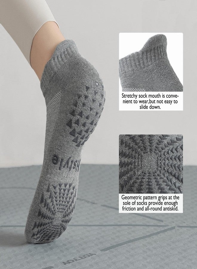 Hstyle Yoga Socks with Grips for Women and Men, Ideal for Ballet, Barre, Barefoot Workout, Pilates Grip Socks Non Slip Socks 6 Pairs of Mix Color 1 L-XL - Image 4