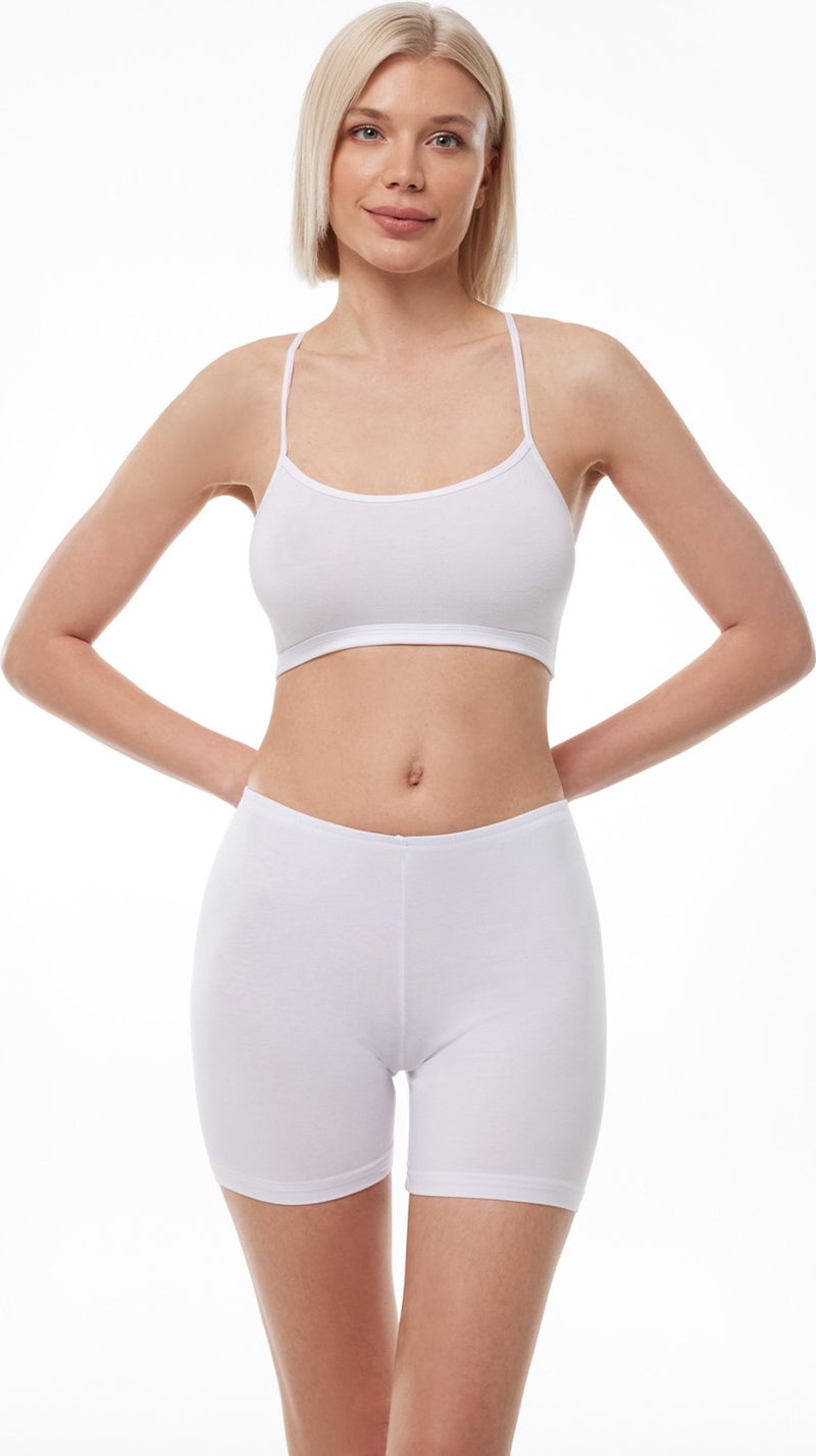 Malabadi Women's White Modal Short Tights 185  - Image 1