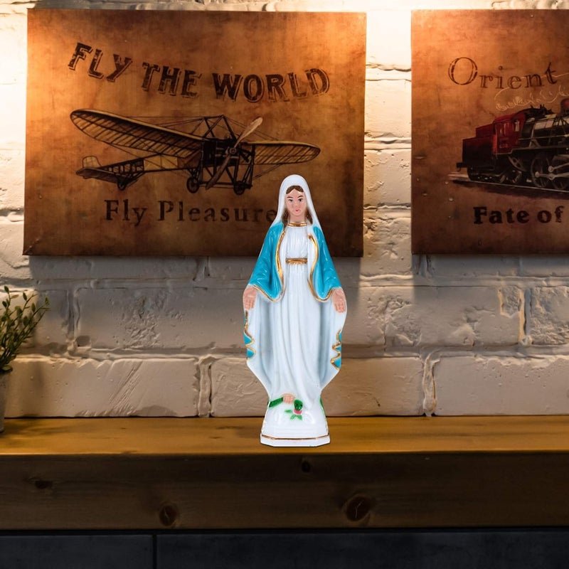 comfrt Virgin Mary Figurine Blessed Virgin Mary Statue Plastic Catholic Sculpture Religious Style Lady of Grace Statuette for Desktop Church Decor - Image 1