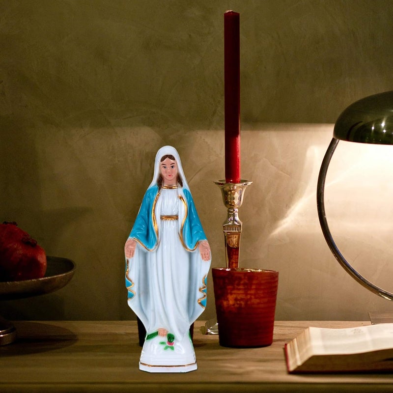 comfrt Virgin Mary Figurine Blessed Virgin Mary Statue Plastic Catholic Sculpture Religious Style Lady of Grace Statuette for Desktop Church Decor - Image 3