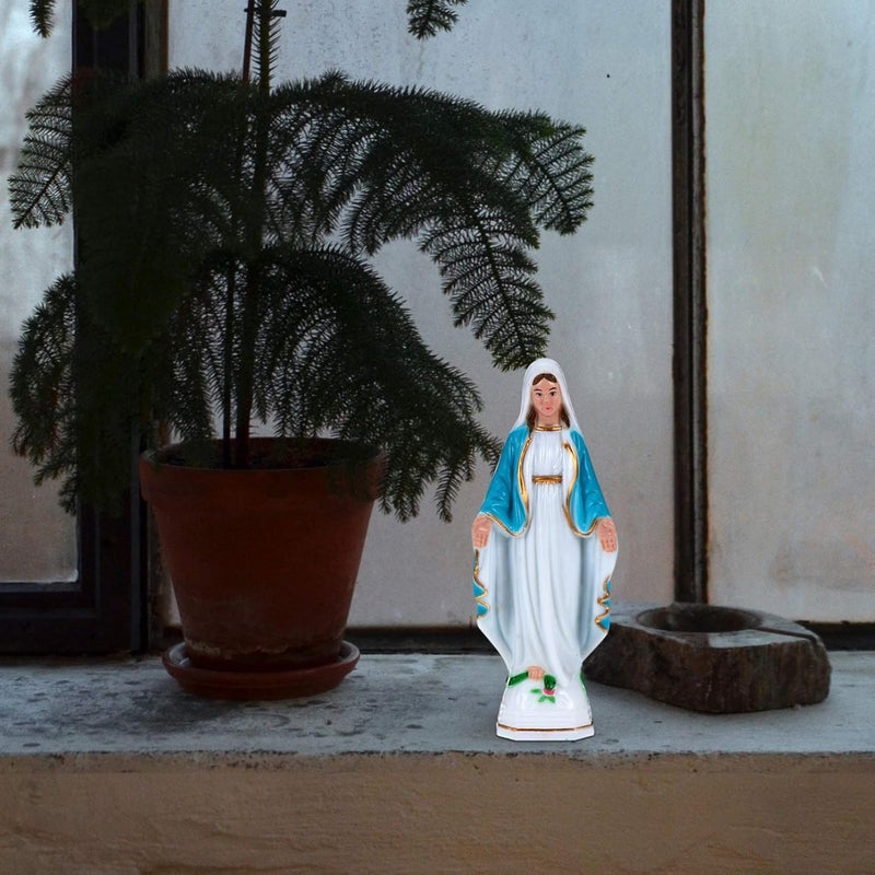 comfrt Virgin Mary Figurine Blessed Virgin Mary Statue Plastic Catholic Sculpture Religious Style Lady of Grace Statuette for Desktop Church Decor - Image 5