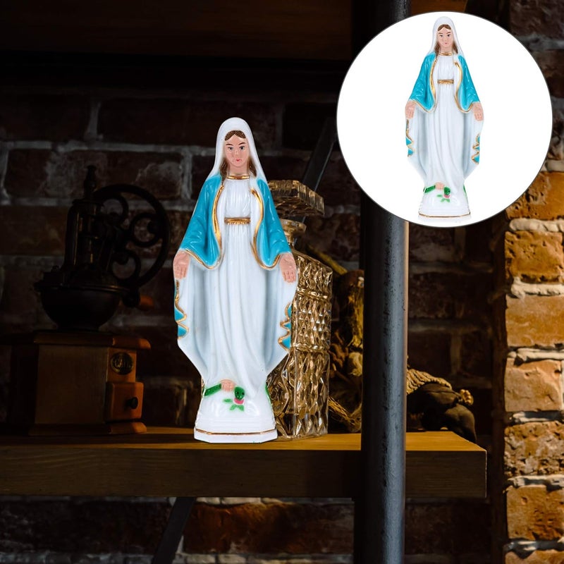 comfrt Virgin Mary Figurine Blessed Virgin Mary Statue Plastic Catholic Sculpture Religious Style Lady of Grace Statuette for Desktop Church Decor - Image 4