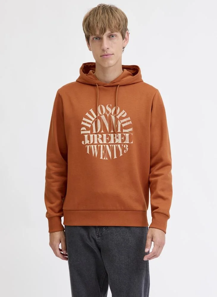 JJ Rebel Text Print Regular Fit Crew Neck Hoodie