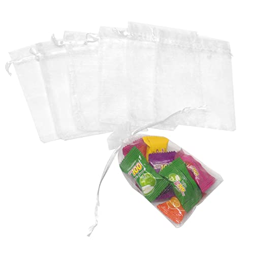 Bezall 100Pcs Organza Gift Bags 3.5x4.5 inch, White Drawstring Mesh Jewelry Bags, Wedding Party Favor Festival Gift Candy Pouches - Image 4