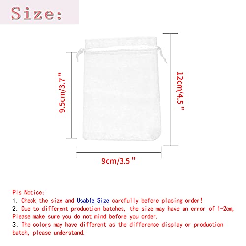 Bezall 100Pcs Organza Gift Bags 3.5x4.5 inch, White Drawstring Mesh Jewelry Bags, Wedding Party Favor Festival Gift Candy Pouches - Image 3