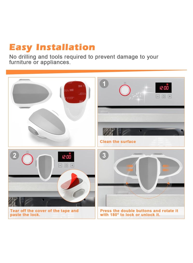 KASTWAVE Childproof Oven Door Lock, 2 Pcs Baby Proof Oven Front Lock with 3M Adhesive, No Screws or Drill, Easy to Install and Use, Durable and Heat-Resistant Material - Image 4