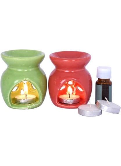 homedecor anurudh cermic Aroma Oil Pack of2 Burner10 ml fragance with 2 tealight Diffusert  - Image 1