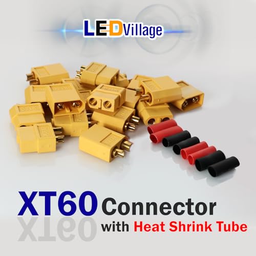 Ledvillage 20 Pairs XT60H XT-60 Male & Female Bullet Connector Plug for RC Car/Boat/LiPo Battery with Heat Shrink Tube, 60A 500V - Image 2
